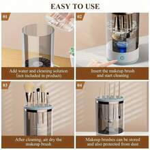 Makeup Brush Cleaner, Auto-Rotating Cozy Luna Brush Cleaner For Deep Cleaning, Upgraded & No Need To Install, One-Click Operation, Suitable For All Of Makeup Brushes (2PCS) - Default-white - View 5