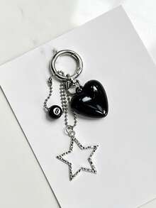 1pc Korean Style INS Five-Point Star Summer Dopamine Heart Necklace, Clavicle Chain, Sweater Chain, Adjustable Minimalist Accessory - Multicolor - View 4