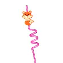 6pcs/Set Creative Multi-Color Transparent Animal Themed Straws, Reusable Jungle Animal Plastic Straws | Suitable For Lion, Fox, Zebra, Giraffe Wildlife Zoo Birthday Party Supplies, Forest Party Gift Decoration - View 12