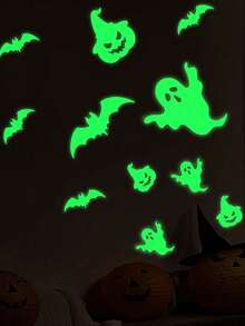 Glow-In-The-Dark Halloween Eyes Window Stickers, Removable Fluorescent Window Decals, Halloween Wall Stickers, Halloween Stair Stickers, Home Wall And Window Decor, Suitable For Halloween Home, Stairs, Mirrors And Party Decoration - Multiple Styles - View 2