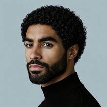 AMECIRE Men's Wigs Human Hair Wig Pixie Cut Wig Curly Wig Black Short Hair Wig Suitable For Everyday Wear - Natural Black - View 8