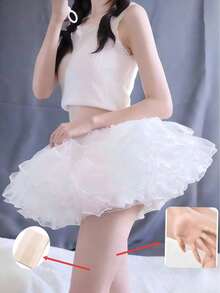1 Peça de Acessório de Cabelo Lolita Bridal Underskirt com Silhueta Volumosa, Confeccionado com Quatro Camadas de Renda, Adequado para Temporadas de Casamento na Igreja, - Branco - Visão 5