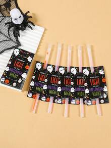 48pcs Halloween Glow Stick Cards, Halloween Glow Stick Bracelet Packaging Cards With Pumpkin, Ghost, Spider Web Design, "A Little Light To Brighten Your Halloween Night", Halloween Decoration, Halloween Party Decoration, Halloween Candy Or Trick Or Treat Decoration, Happy Halloween Decoration, Halloween Outdoor Decoration (Glow Sticks Not Included) - Multicolor - View 3
