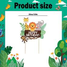 1Pc Jungle Wild Animals Happy Birthday Cake Decorations, Jungle Themed Parties - View 2