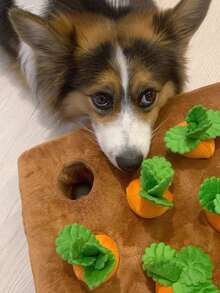 Carrot Pattern Dog Snuffle Mat, Interactive Foraging Puzzle Pet Toy, Soft Plush Washable Slow Feeding Training Mat, Stress Relief Sniffing Mat For Small And Medium Cats And Dogs - Multicolor - View 6