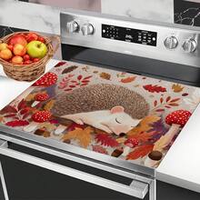 (Hot !!) 1pc Autumn Hedgehog Pattern, Tablet Stove Protector Mat, Rubber Non-Slip Heat-Resistant Stove Cover Pad, Suitable For Induction Cooktop, Glass Cooktop, Multi-Functional Anti-Scratch Mat, Best Choice For Oven, Washing Machine, Dryer, Kitchen Decoration - Multicolor - View 1