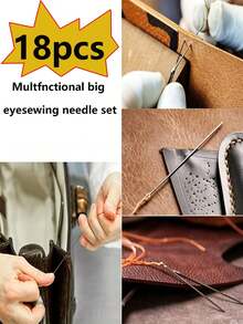 18pcs Multi-Function Large Eye Sewing Needle Set, Home Hand Sewing Needles, Large Hole Needles For Elderly Quilting, Fine Large Hole Embroidery And Cross Stitch Needles, Essential Tool Kit For Home, Outdoor Clothing Repair And DIY Crafts, Perfect Gift For Friends On Valentine's Day And Easter - / - View 4