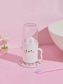 1pc Cute Cartoon Rabbit Double Layer Toothbrush Cup, Japanese Style Cute Plastic Bathroom Mouthwash Cup, Children's Layered Toothpaste Holder - Multicolor - View 13