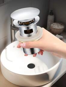 Stainless Steel Pop-Up Sink Faucet With Drain Stopper, Hole-Style Drain,Suitable For Bathroom & Kitchen Drainage,Bathroom Sink Stainless Steel Pop-Up Drain,Washbasin Drain, Anti-Odor Bathroom Sink Drain Kitchen Items Kitchen Accessories Kitchen Tools - Multicolor - View 1