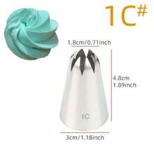 Large 304 Stainless Steel Cake Piping Tip 1E, Suitable For Cream Puffs, Cookies, Roses, Cupcakes, Home Wedding Birthday Cake Baking Tool - Multicolor - View 11