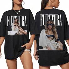 Tini Stoessel Futtura Album Tour Grafica T-Shirt Moda Hip Hop Vintage T-Shirt per Uomini e Donne Estate Girocollo Casual in Cotone - nero - Visualizzare 2