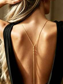 Women's Minimalist Back Chain For Beach Party, Suitable For Summer Dress Matching Accessory, Versatile Body Chain - Gold - View 2