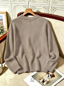 Disney Women's Plus-Size Casual Faux-Knit Top; Soft, Comfortable Fabric; Suitable For Autumn And Winter; Features A Minnie Mouse Letter Print. - Camel - View 2