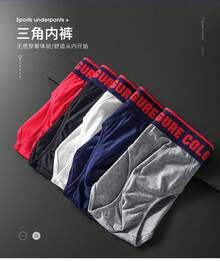 Ropa interior masculina de la marca FC, de puro algodón, transpirable y cómoda, diseño triangular en U-convexo, calzoncillos deportivos de corte bajo, juveniles y sexys. - Gris - Ver 11