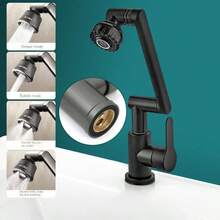 Grifo de cocina, grifo de 4 vías, grifo giratorio, grifo multifunción, 4 modos de salida de agua, modos ajustables, con accesorios de instalación, color de accesorios aleatorio, adecuado para baño, cocina, RV, etc., fácil de instalar, conveniente de usar - Negro - Ver 2