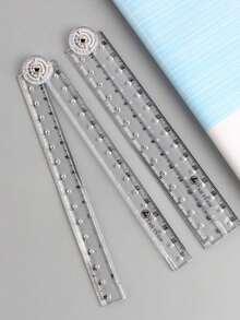 15/2/1 Creative Drawing Measuring Acrylic Transparent Folding Ruler, Transparent Design, Minimalist Style, Foldable Storage, Portable, Student Supplies, Back To School Essential - A - View 5
