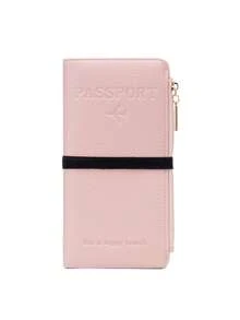 CHARM INFINITE Dompet Paspor Kulit Motif Leci Anti-Pencurian RFID, dengan Tali Elastis, Slot Pena, Beberapa Slot Kartu, Kompartemen Berresleting untuk Tiket dan Uang Tunai, Pengatur Dokumen Perjalanan Unisex, Cocok untuk Perjalanan Pesawat - MultiWarna - View 15