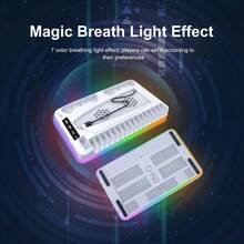 GAMINJA Kühlständer mit RGB-Lampe für CD/Digitale Bearbeitungskonsole, inklusive Doppel-Ladestation für Controller, Kühlventilator, Fernbedienung/CD-Aufbewahrung, USB-Hub und Kopfhörerhalter - Verbesserte Version – Weiß - Übersicht 8