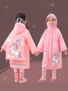 EVA防水雨衣連帽雨披雨套裝，幼童男女適用，3-4歲，可重複使用，萬聖節聖誕新年雨具 - 彩色 - 查看 13