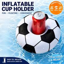 3pcs Inflatable Soccer Cup Holder, Perfect For Beach Party, PVC Material, Lightweight And Easy To Inflate, Fun Inflatable Beverage Tray, Suitable For Tropical Hawaiian Party And Events - Multicolor - View 2