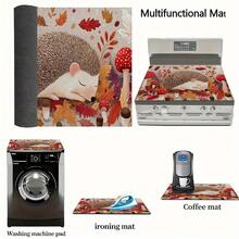 (Hot !!) 1pc Autumn Hedgehog Pattern, Tablet Stove Protector Mat, Rubber Non-Slip Heat-Resistant Stove Cover Pad, Suitable For Induction Cooktop, Glass Cooktop, Multi-Functional Anti-Scratch Mat, Best Choice For Oven, Washing Machine, Dryer, Kitchen Decoration - Multicolor - View 4