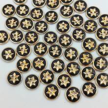 20pcs/1.5cm Fashion Personalized Minimalist Round Plastic Bohemian Style Buttons Gold Star 2-Hole Buttons European And American Style Vintage High-End Retro Gold Black Buttons Handmade Sewing High-Quality Buttons DIY Decoration For Clothes Bags Hats Coats Sweaters Pants Shirts - 20pcs/1.5cm Black and Gold Star Pattern Buttons - View 7