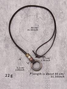 1 pièce Collier simple à pendentif à double cercle en alliage de zinc à triple couleur réglable, collier marron pour homme, chaîne longue à la mode - Multicolore - Voir 6
