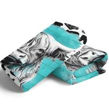 1pc Cow & Bull Pattern Soft Comfortable Flannel Blanket, Warm Cozy Nap Blanket For School Dorm Office, Bedding For All Seasons, Sofa Bed, Outdoor Camping, Gift - Mint Blue - View 8