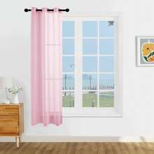1pc And 2pcs Transparent Curtains/Minimalist Solid Color Transparent Curtains/Top Lock Ring Design/Plain Color Light Filtering Curtains/Light Balance Filtering Sunlight/Living Room Transparent Curtains/Living Room Transparent Curtains/Study Room Transparent Curtains/Cabinet Cover Curtains/Pink Curtains - Baby Pink - View 10