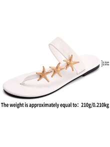 Summer Beach Starfish Flip Flops, Lightweight Versatile Flat Sandals For Beach Travel - White - View 7