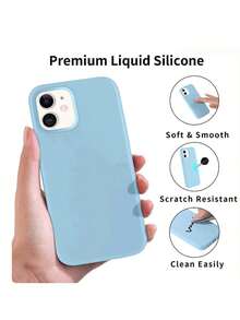 2.0mm厚液態矽膠手機殼 全包覆保護套 適用於 Apple 16 15 14 13 12 11 Pro Max 系列 - 淺藍色 - 查看 5