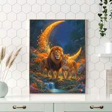 1PC DIY 5D Diamond Painting Kit Lion Pattern - Round Full Drill Art Mosaic Craft, Home Wall Decor, Frameless - No Frame - View 3
