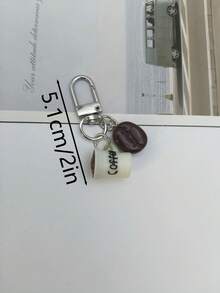 1pc Coffee Cup Keychain - Realistic Coffee Bean And Cup Design, Suitable For Coffee Lovers, Car Key, Bag Pendant, Can Be Used As A Small Gift Key Ring - Multicolor - View 2