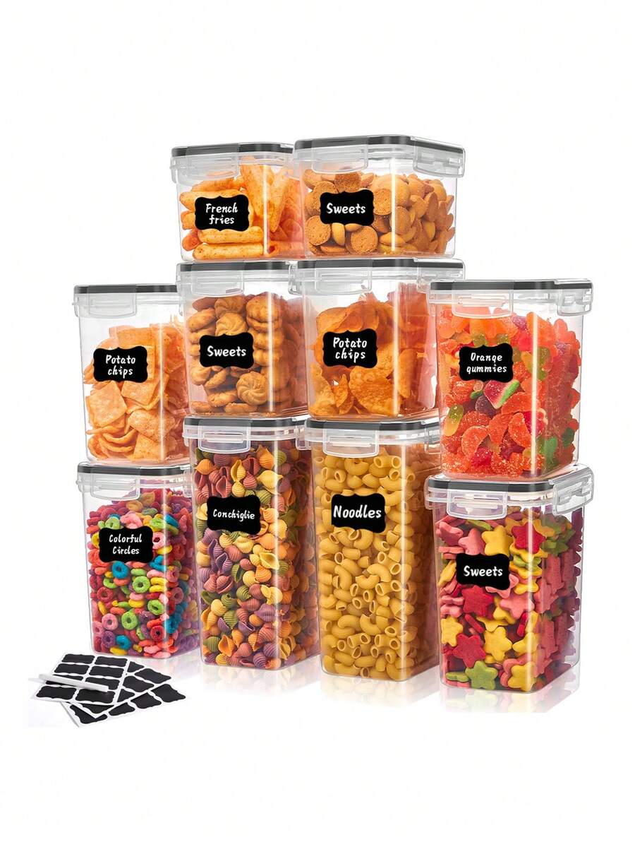4PCS Airtight Clear Dry Food Storage Canisters with Erasable Labels ...