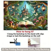 2D Flat, 2D Background Cloth, Magic Book World Wall Hanging Fabric, Polyester Material, Multi-Functional Background Suitable For Living Room, Bedroom, Office, Outdoor, Studio, Party Decoration - Multicolor - View 6