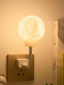 1個USB月亮造型LED小夜燈，USB插電式，月亮形氛圍燈，臥室床頭裝飾燈，助眠燈，適用於室內、臥室、客廳、房間、辦公室、書桌環境照明，生日禮物，完美節日禮物 - 暖白光 - 查看 3