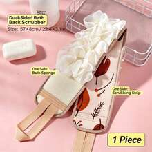 pdva 1pc 2-In-1 Exfoliating Back Brush And Loofah Bath Strap, Fine Mesh Rich Foam Body Scrub Cloth, Gentle And Non-Irritating Bathroom Accessory - Exfoliating Bath Strip - View 3