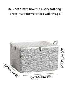 Large Capacity Patterned Fabric Storage Bag With Dual Handles And Zipper Lid, Foldable Dust-Proof Clothing And Bedding Storage Box, Stackable Closet Organizer Container For Seasonal Clothes, Blankets And Bedding, Space-Saving Storage Box For Bedroom, Dorm And Apartment - Multicolor - View 11
