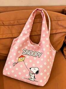 SNOOPY 大容量帆布手提包，史努比印花手提包，单肩包，透气时尚手提包，妈妈包 - A - 查看 15