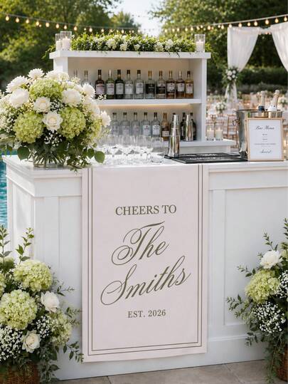 Custom Unique And Timeless Wedding Welcome Sign, Fabric Bar Menu Banner, Personalized Name And Date, Romantic Wedding Gift, Wedding Decor, Boho Chic