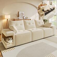 Modern 3-Seat Modular Sofa With Storage, Beige Color - Beige 3 Seat - View 1