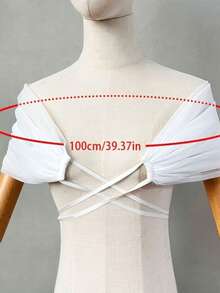 1pc White Tulle Criss-Cross Design Off-Shoulder Bridal Shawl, Summer Wedding Bride Party Elegant Women's Evening Dress Layering Accessory - A - View 6