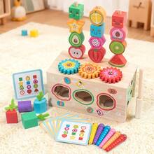 Montessori Multi-Function Animal & Fruit Stacking Toy, Carrot Pulling Intelligence Box, Hand-Eye Coordination Training Educational Early Learning Toy For Kids - Multicolor - View 12