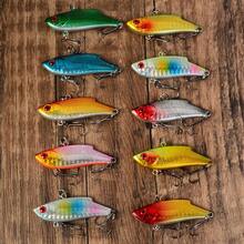 10pcs VIB Hard Plastic Crankbait Lure With #6 Hook, Fishing Tackle, Wobbling Lure - Multicolor - View 1