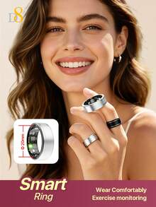 D8 Smart Ring Fitness Tracker, Unisex, Ringan, Tanpa Jahitan, Nyaman Dipakai, Smart Ring Kesehatan, Pemantauan Detak Jantung Real-Time 24 Jam, Pelacakan Siklus Tidur Nyenyak, Perekaman Berbagai Aktivitas Olahraga & Kebugaran, Tahan Air & Debu IP68 untuk Pemakaian Sehari-hari - View 2