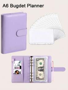 1pc A6 Budget Planner, With 12 Replaceable Envelopes, Financial Management And Savings Storage, Adult Back To School 6-Ring Notebook School Supplies - Multicolor - View 1