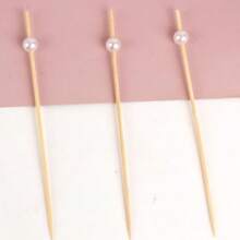 100pcs White Pearl Disposable Fruit Picks, Elegant Cocktail Toothpicks For Wedding Dessert Cake Party Decor - Ginger - View 12