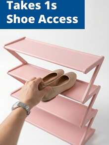 Z-Shaped Plastic Shoe Rack, Floor-Standing Multi-Functional Large Capacity Storage Organizer, Easy Assembly, Space-Saving Essential For Home And Dorm, Suitable For Living Room And Bedroom - Multicolor - View 9