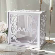 Brown Wooden Wedding Card Box, White Wooden Gift Card Box With Slot And Acrylic Window, Suitable For Bridal Shower, Reception Gift Card Box, Hollow Slot Design, Used For Wedding Decoration, Birthday Graduation Party Rustic Wedding Decoration Wallet Envelope Box - A - View 1