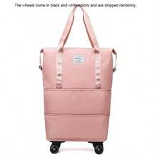Large Capacity Wheeled Travel Tote Bag, Detachable 360° Rotating Wheels Foldable Luggage, Waterproof Wet & Dry Separation Expandable Business Travel Storage Bag, Universal Maternity Storage Box (Wheel Color Random) - Multicolor - View 13